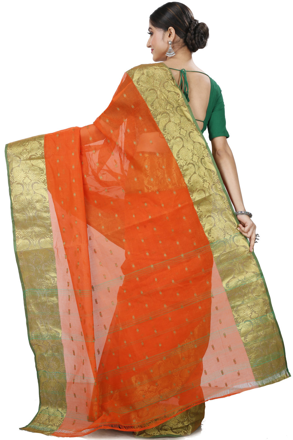 Orange Pure Cotton Saloni Tant Saree (1029)